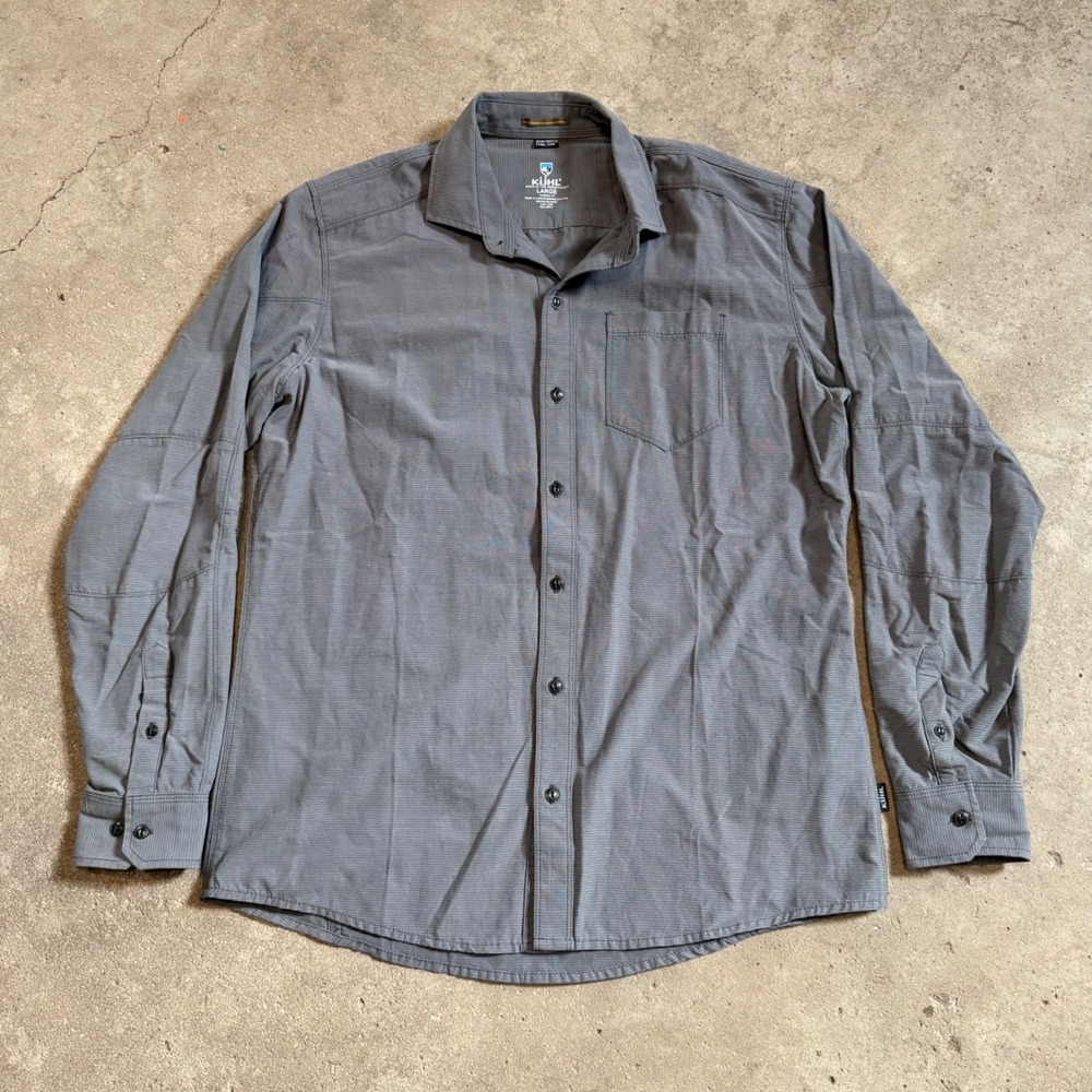 KUHL Response Shirt Men Large Gray Tapered Fit Long Sleeve Button Up 7270